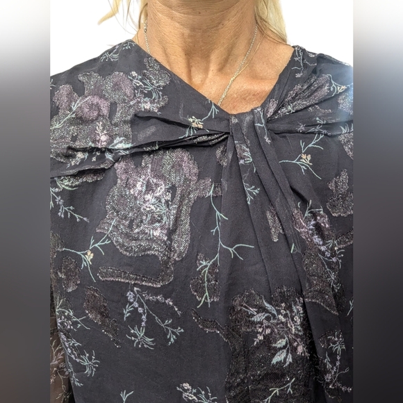 Grey Jason Wu Silk Blend Floral Sheer Blouse Feminine Romantic Evening 0 - Picture 6 of 9